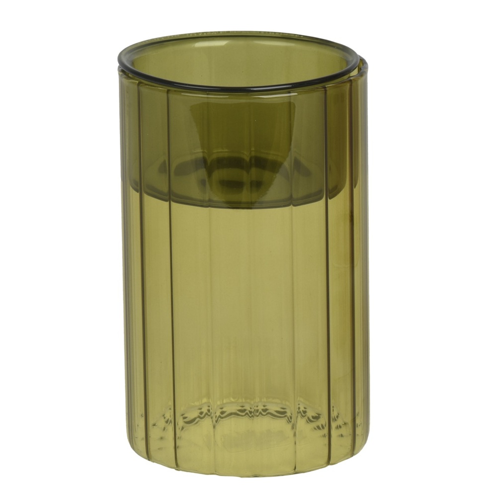 Κηροπήγιο Ρεσώ Γυάλινο Ribbed Πράσινο 9,1x14,8εκ Kaemingk 873250-1 - 