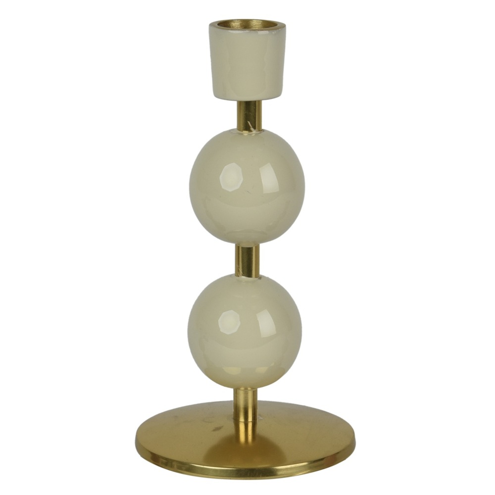 Κηροπήγιο Σιδερένιο Με Σμάλτο Εκρού-Χρυσό 2,5x8,5x16,5cm Kaemingk 873315-1 - 