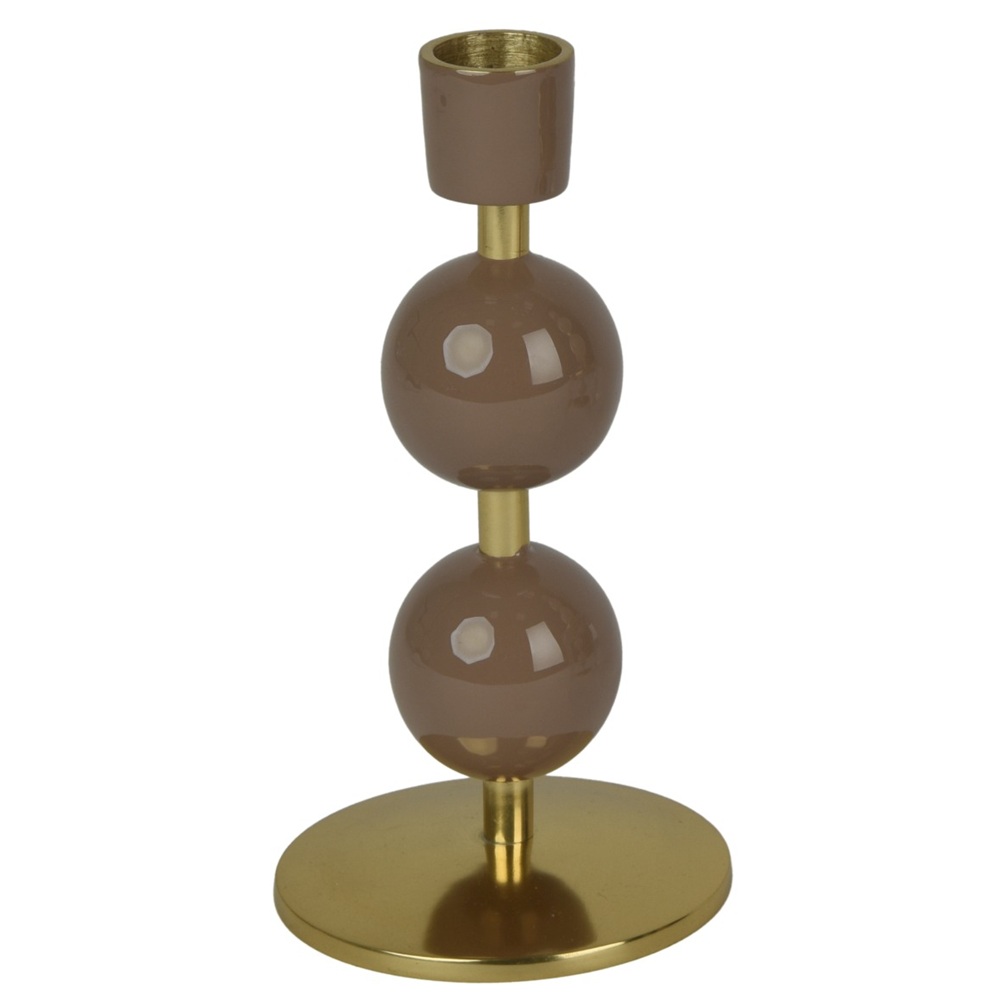 Κηροπήγιο Σιδερένιο Με Σμάλτο Καφέ-Χρυσό 2,5x8,5x16,5cm Kaemingk 873315-3 - 