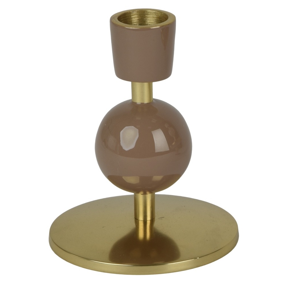 Κηροπήγιο Σιδερένιο Με Σμάλτο Καφέ-Χρυσό 2,5x8,5x10,5cm Kaemingk 873316-3 - 