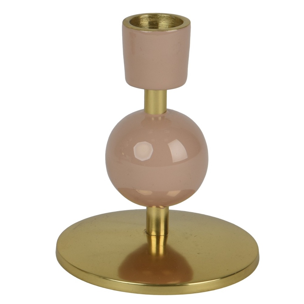 Κηροπήγιο Σιδερένιο Με Σμάλτο Ροζ-Χρυσό 2,5x8,5x10,5cm Kaemingk 873316-2 - 