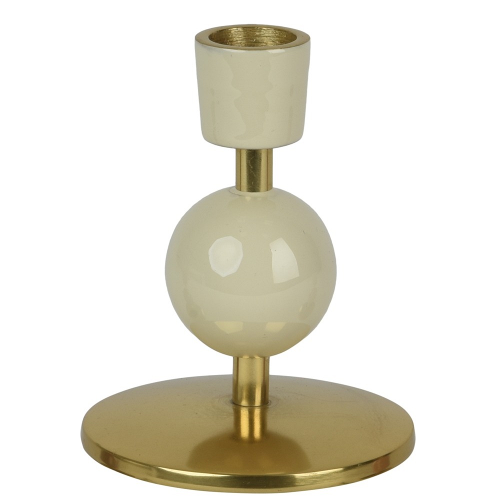 Κηροπήγιο Σιδερένιο Με Σμάλτο Εκρού-Χρυσό 2,5x8,5x10,5cm Kaemingk 873316-1 - 