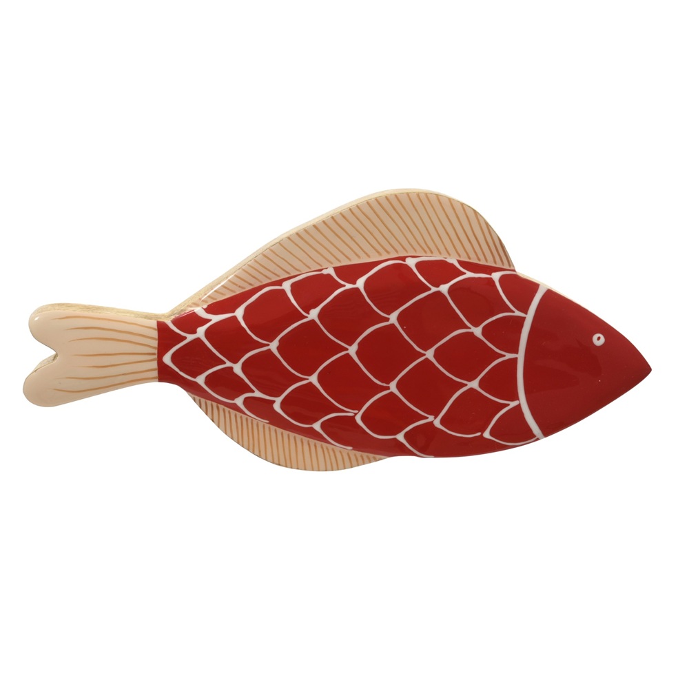 Διακοσμητικό Τοίχου Ψάρι Mangowood Με Σμάλτο Κόκκινο 25,5x12cm Kaemingk 873330-2 - 