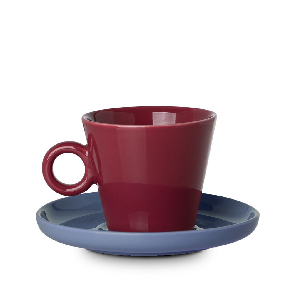 Φλυτζάνι Cappuccino New Bone Κόκκινο Μπλε 200ml Με Πιατάκι Estia Cream 07-35501 - 