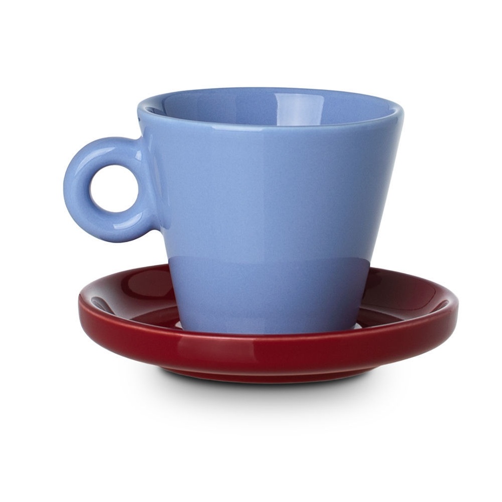 Φλυτζάνι Espresso New Bone Μπλε με Πιατάκι Κόκκινο 100ml 10x9,5x6,5cm Estia 07-35471 - 