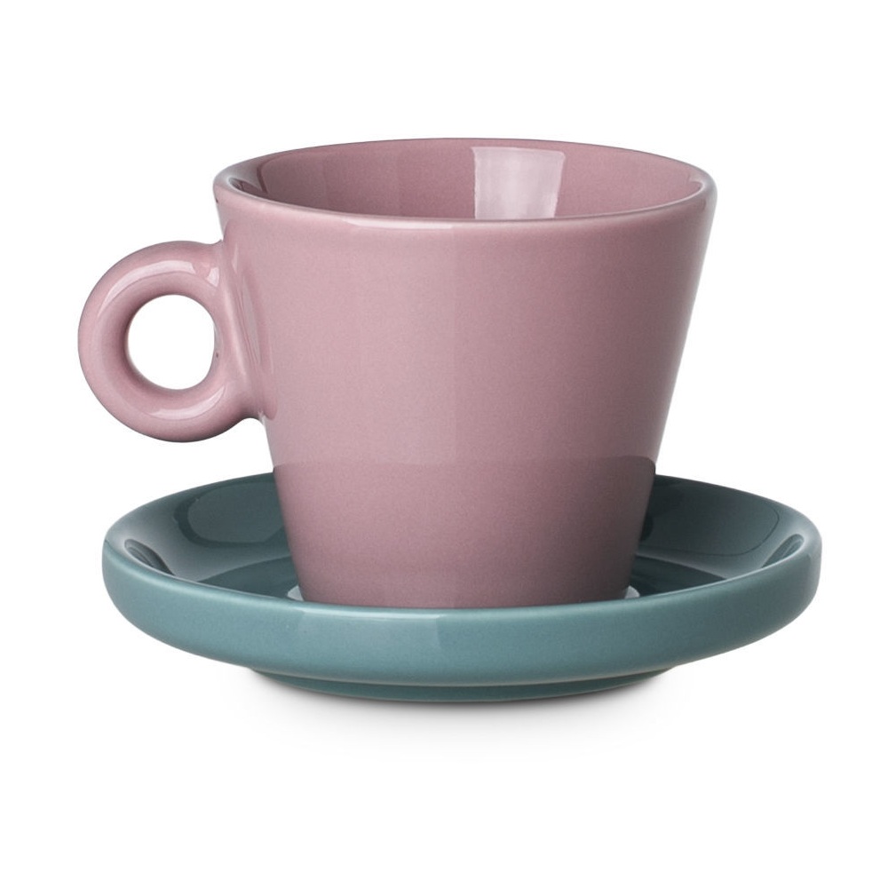 Φλυτζάνι Espresso New Bone Ροζ με Πιατάκι Τιρκουάζ 100ml 10x9,5x6,5cm Estia 07-35488