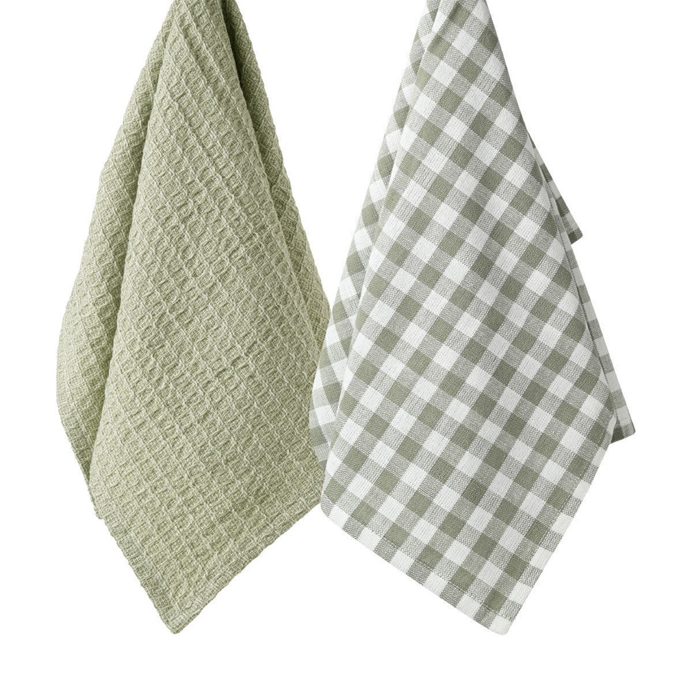 Πετσέτα Κουζίνας Βαμβακερή Γκρι 45x65cm Σετ 2 Τεμαχίων Estia Casa 01-36010 - 