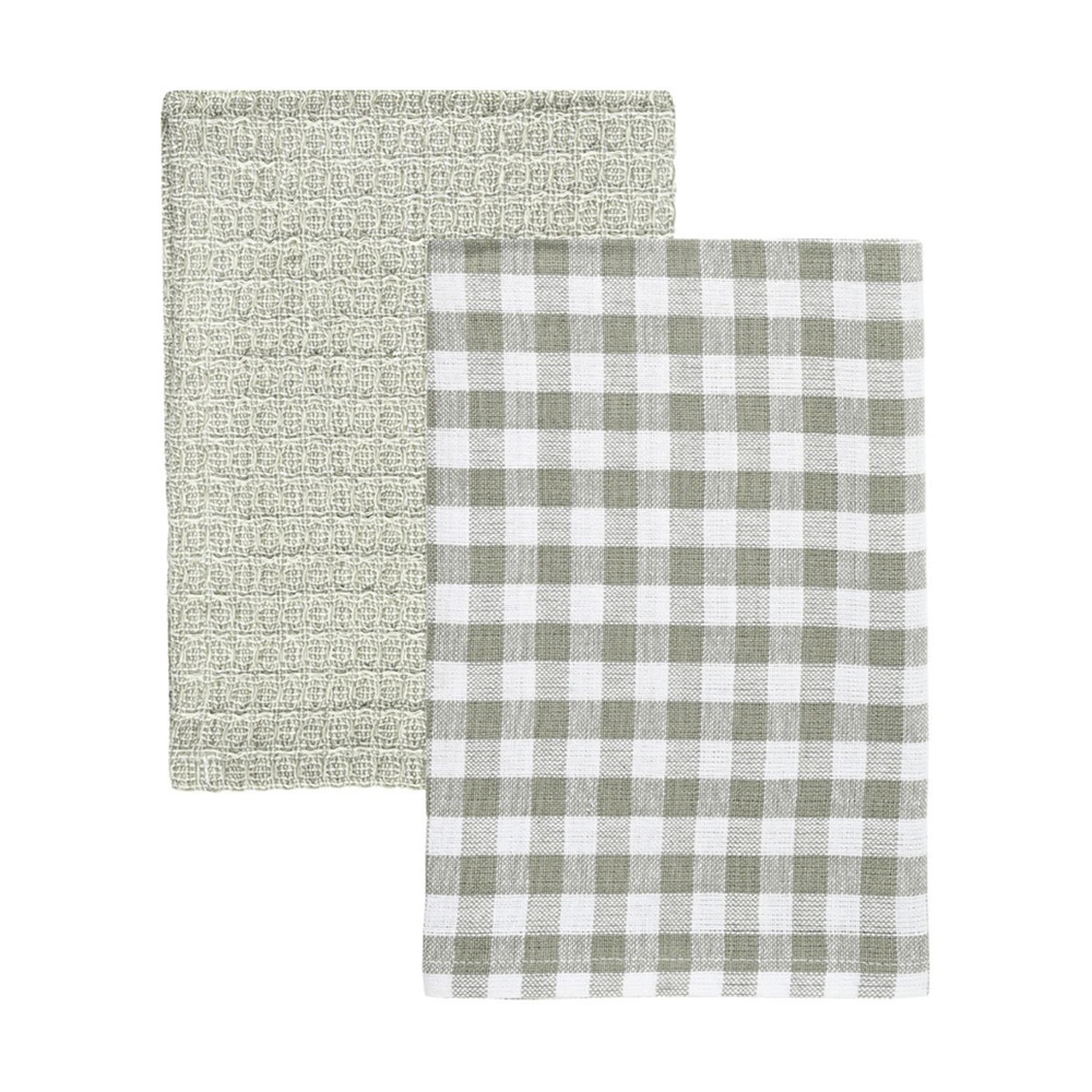 Πετσέτα Κουζίνας Βαμβακερή Γκρι 45x65cm Σετ 2 Τεμαχίων Estia Casa 01-36010 - 2