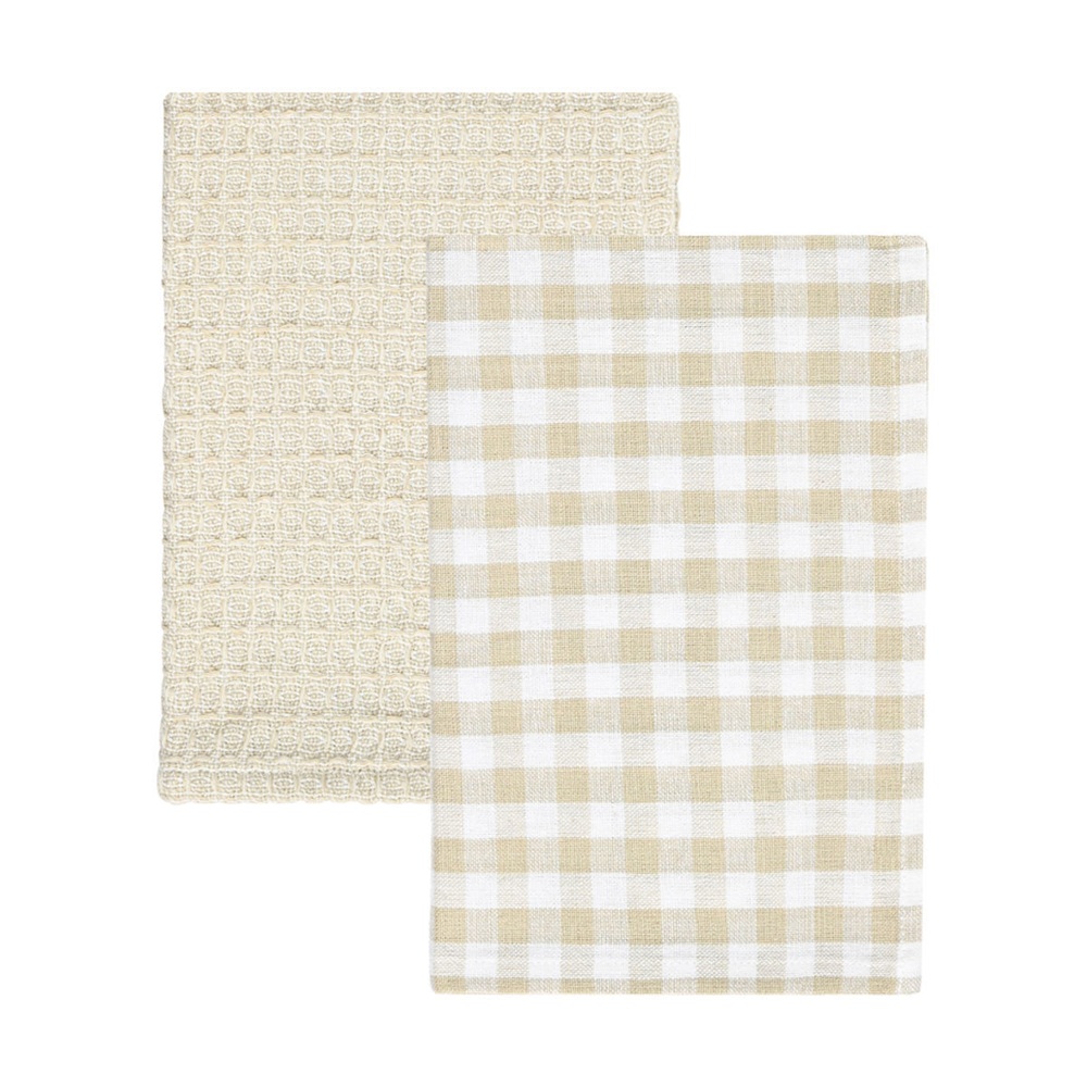 Πετσέτα Κουζίνας Βαμβακερή Μπεζ Σετ 2 Τεμαχίων 45x65cm Estia 01-36003 - 2