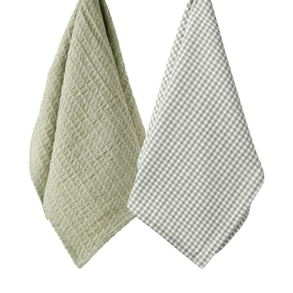 Πετσέτα Κουζίνας Βαμβακερή Γκρι 45x65cm Σετ 2 Τεμαχίων Estia Piccolo 01-37895 - 1