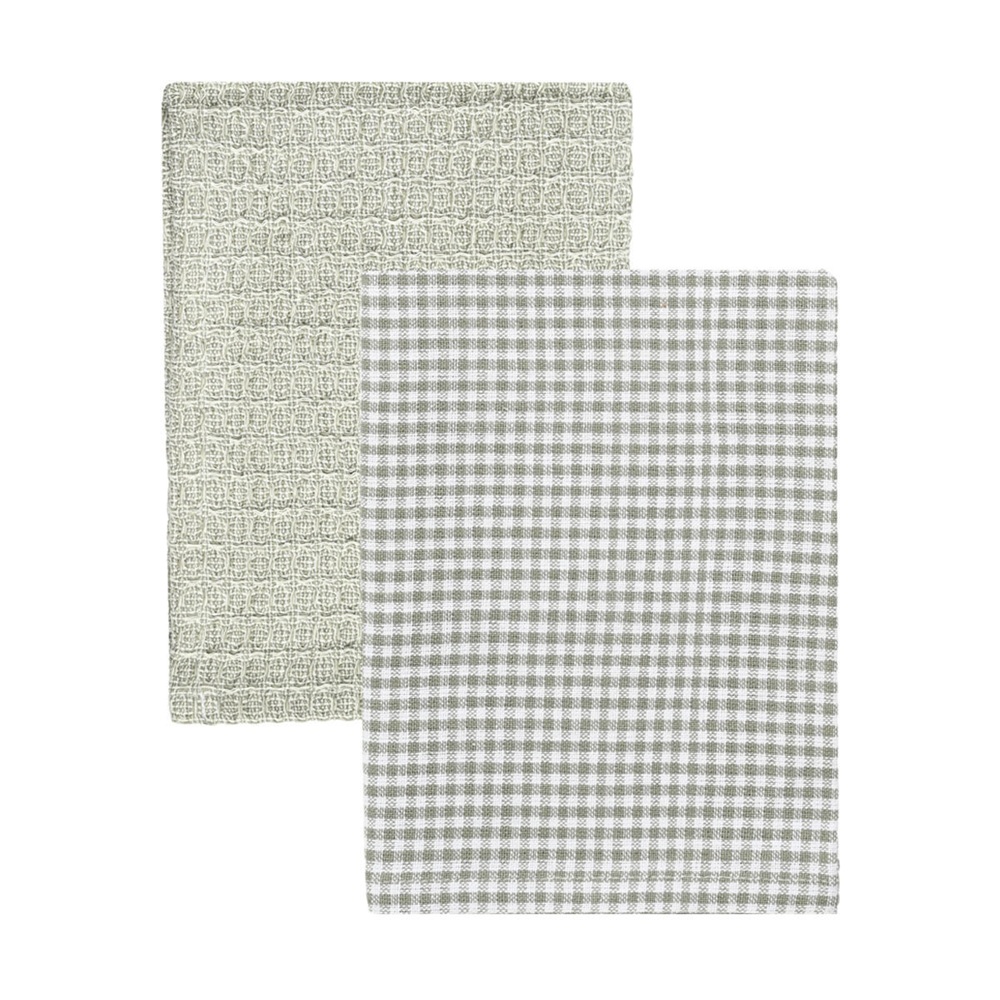 Πετσέτα Κουζίνας Βαμβακερή Γκρι 45x65cm Σετ 2 Τεμαχίων Estia Piccolo 01-37895 - 2