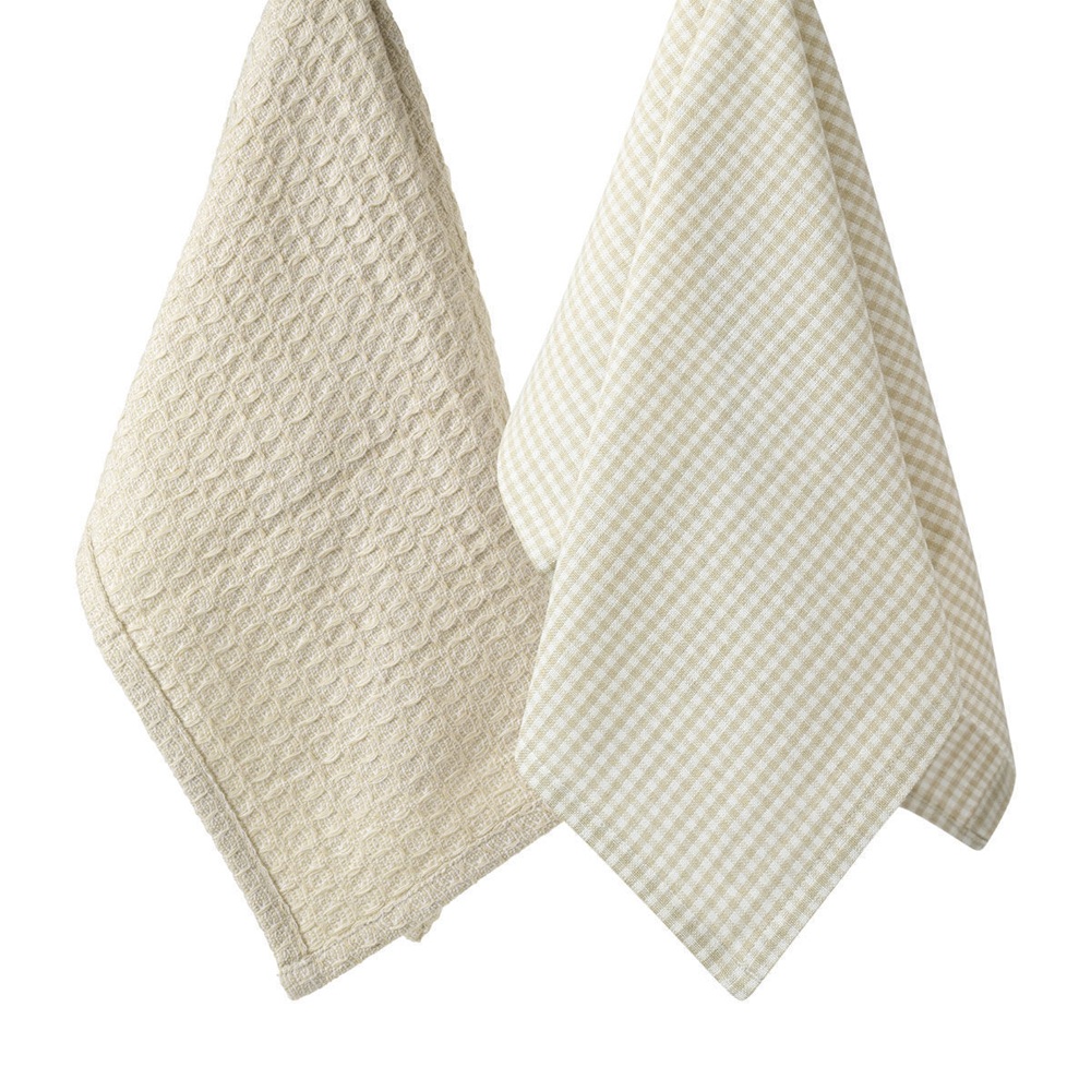 Πετσέτες Κουζίνας Βαμβακερές Μπεζ 45x65cm Σετ 2 Τεμ. Estia Piccolo 01-37888 - 