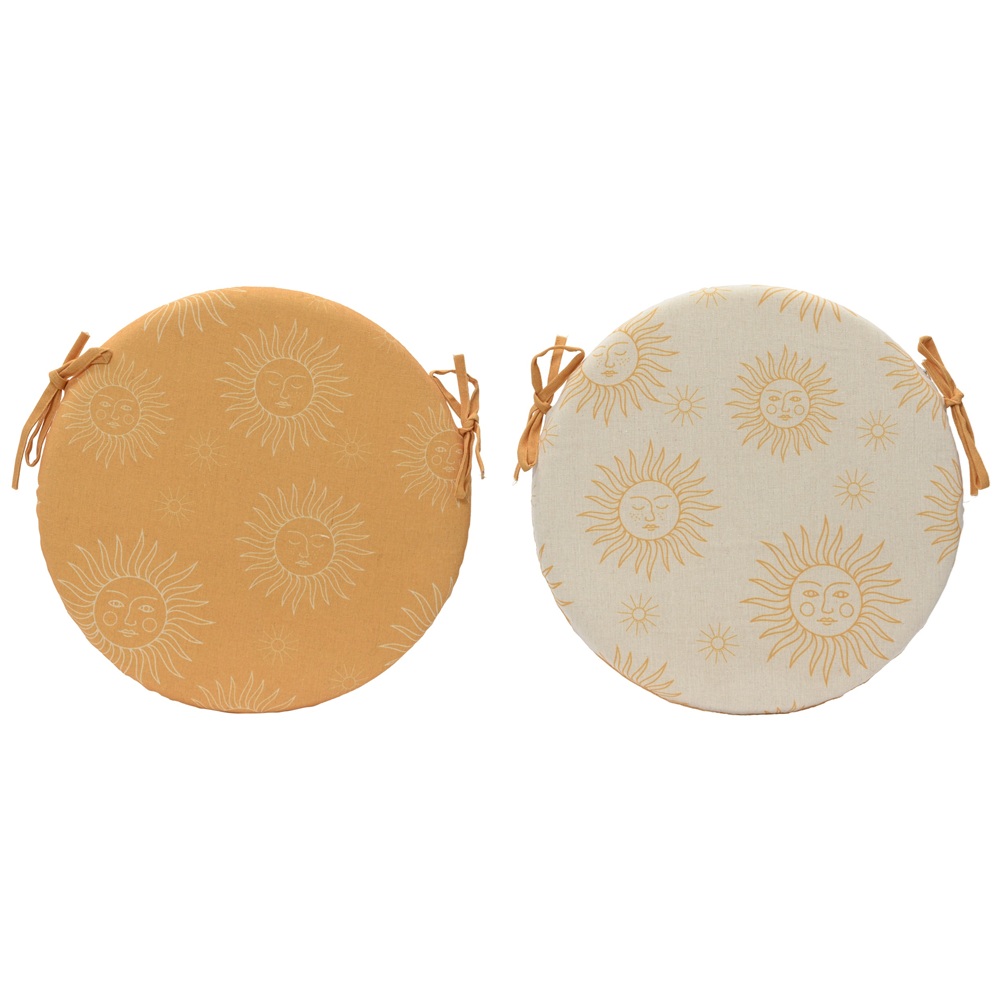 Μαξιλάρι Καρέκλας Στρογγυλό Polyester-Βαμβάκι Κίτρινο Sun Pattern 39x4cm Kaemingk 873981 - 