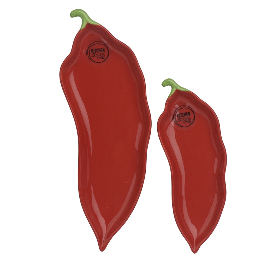 Πιατέλες Σερβιρίσματος Δολομίτη Πιπεριά Κόκκινες Σετ 2 Τεμαχίων 25,5x8,8cm & 18,3x6,5cm Kaemingk 874130 - 