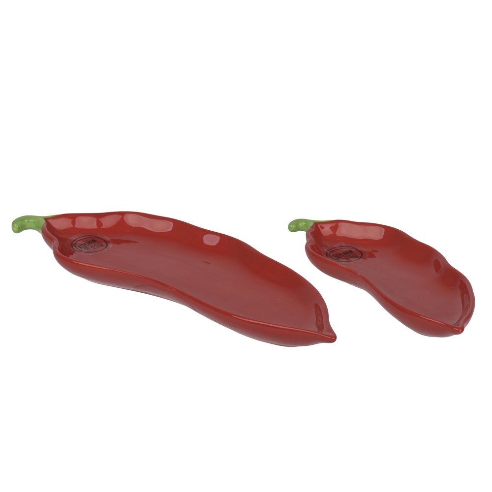 Πιατέλες Σερβιρίσματος Δολομίτη Πιπεριά Κόκκινες Σετ 2 Τεμαχίων 25,5x8,8cm & 18,3x6,5cm Kaemingk 874130 - 2