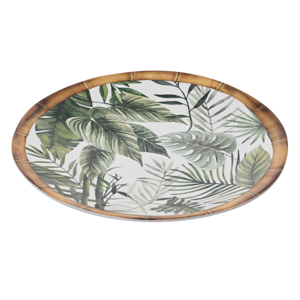 Πιάτο Πρωινού Μελαμίνη Στρογγυλό Bamboo Rim Leaf Pattern 21,5cm Kaemingk 874207 - 2