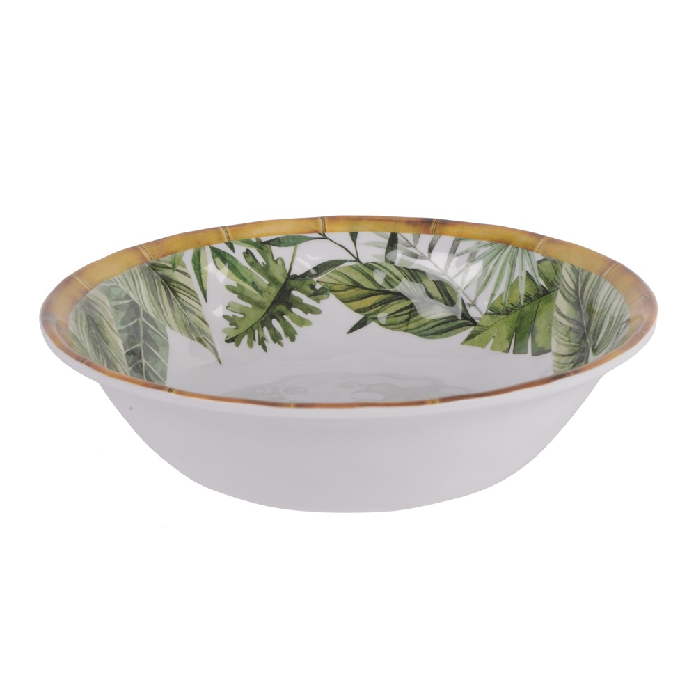 Μπολ Μελαμίνη Στρογγυλό Bamboo Rim Leaf Pattern 600ml 19x5cm Kaemingk 874208 - 
