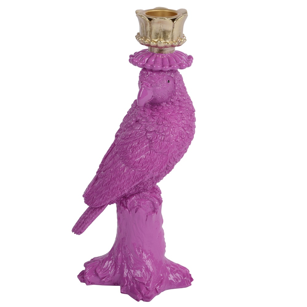 Κηροπήγιο Polyresin Παπαγάλος Ροζ-Χρυσό 7,5x9,5x21,5cm Kaemingk 874242-2 - 