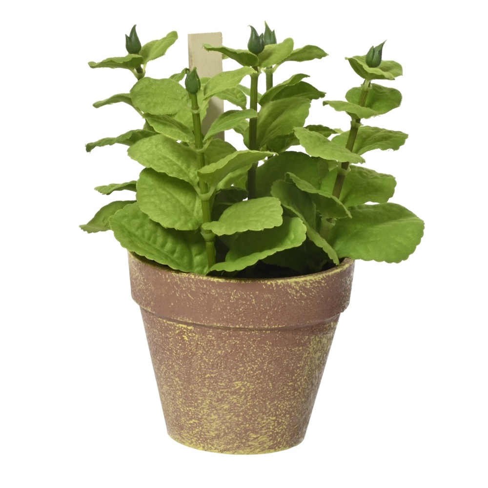 Τεχνητό Φυτό Δυόσμος Σε Γλάστρα Πλαστικό 15x15x17cm Kaemingk 890082-3 - 