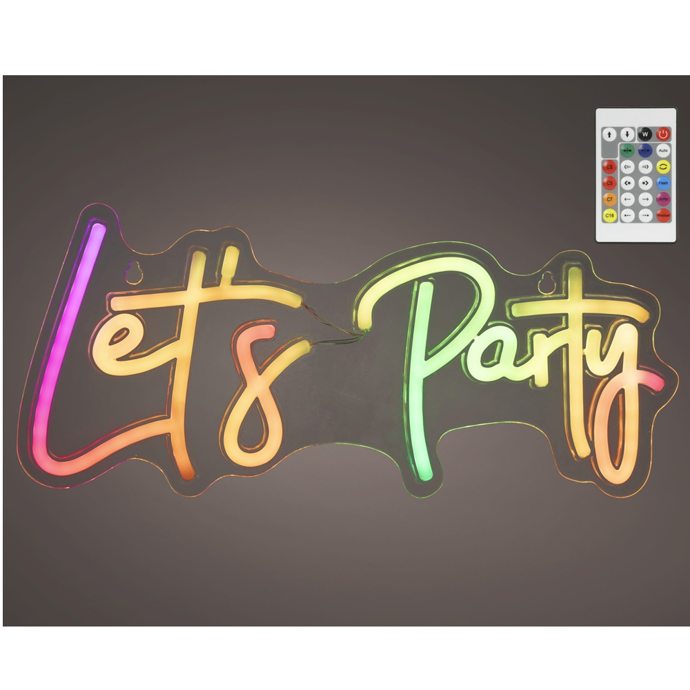 LED Neon Επιγραφή USB Let’s Party Colour Changing 41x18cm Lumineo 890413 - 