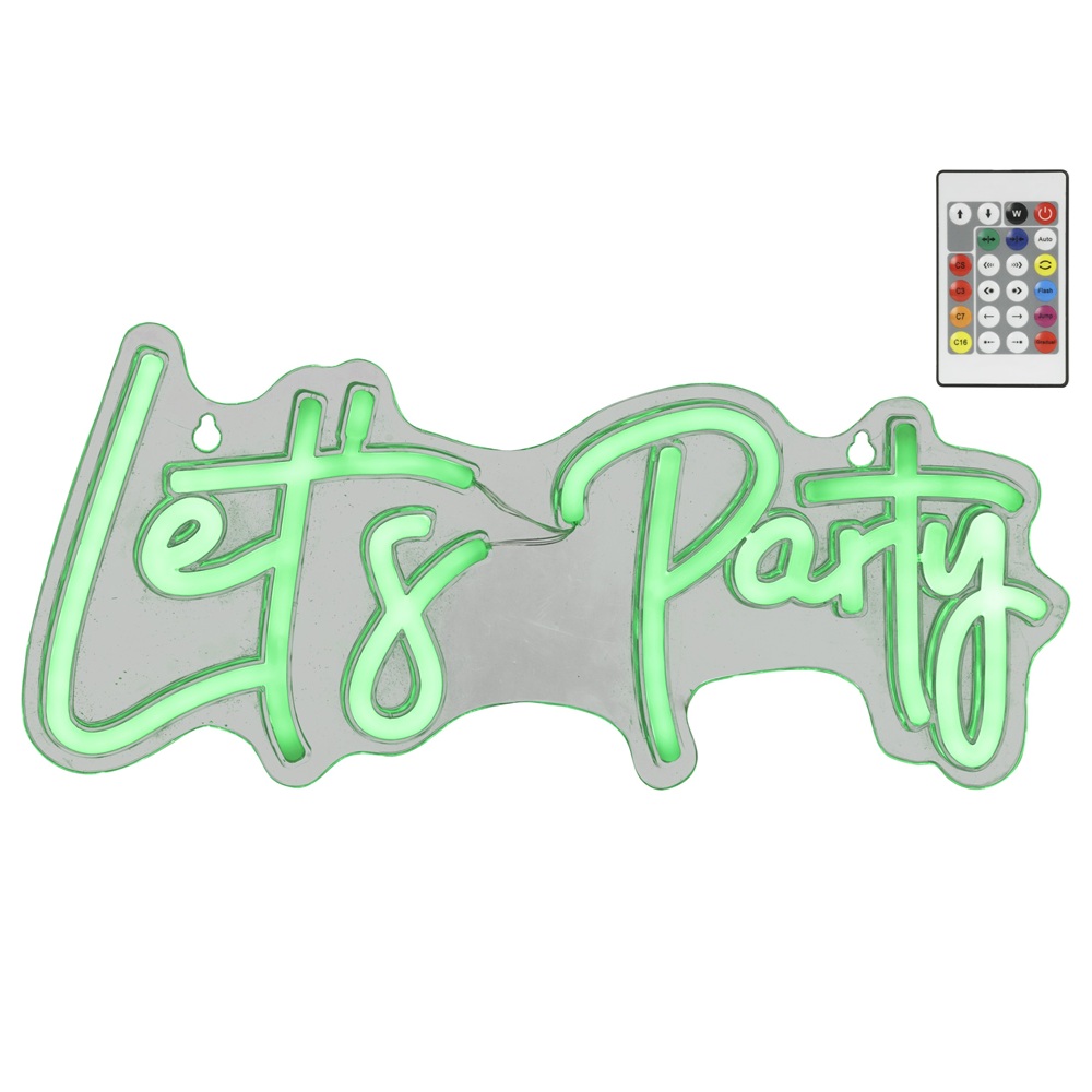 LED Neon Επιγραφή USB Let’s Party Colour Changing 41x18cm Lumineo 890413 - 3