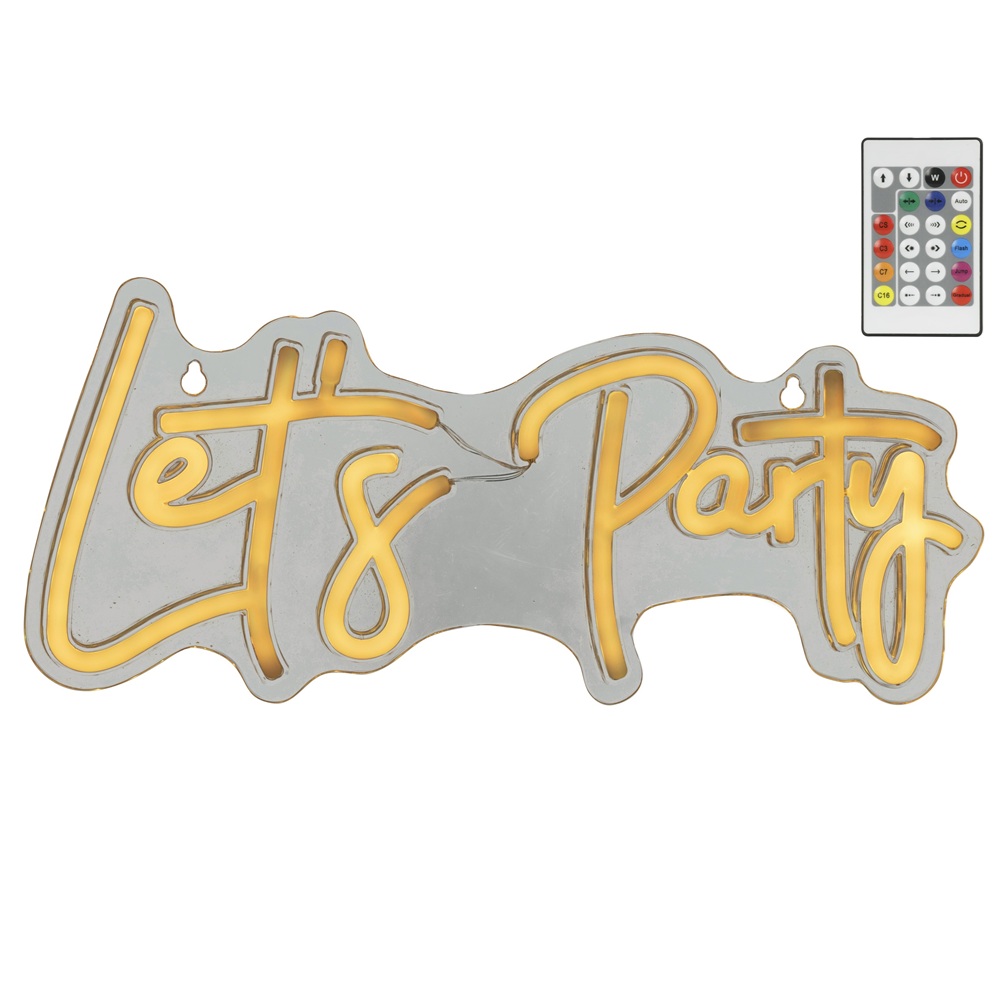 LED Neon Επιγραφή USB Let’s Party Colour Changing 41x18cm Lumineo 890413 - 4