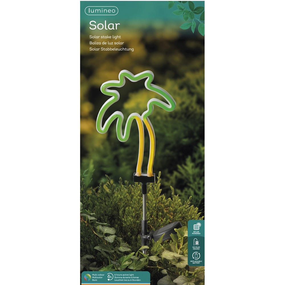 Ηλιακό Φωτιστικό Κήπου Πάσσαλος LED Φοίνικας Multicolor 72cm Lumineo 890680 - 3