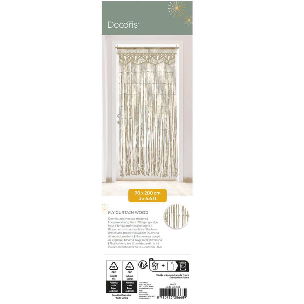 Κουρτίνα Πόρτας Πολυεστέρας-Βαμβάκι Λευκή 95x200cm Decoris 891210 - 2