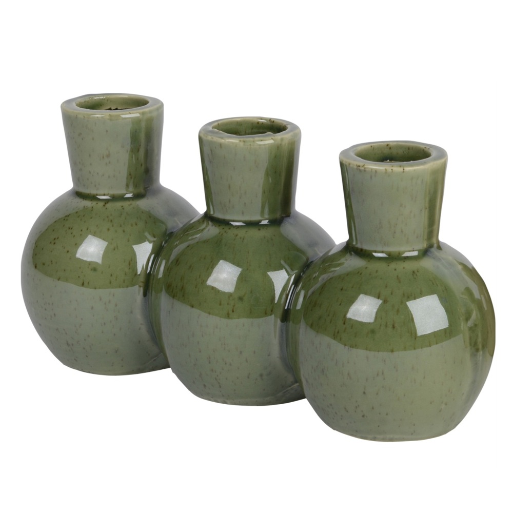 Διακοσμητικό Βάζο Πορσελάνης Τριπλό Reaction Glaze Πράσινο 21cm Decoris 891642-1 - 