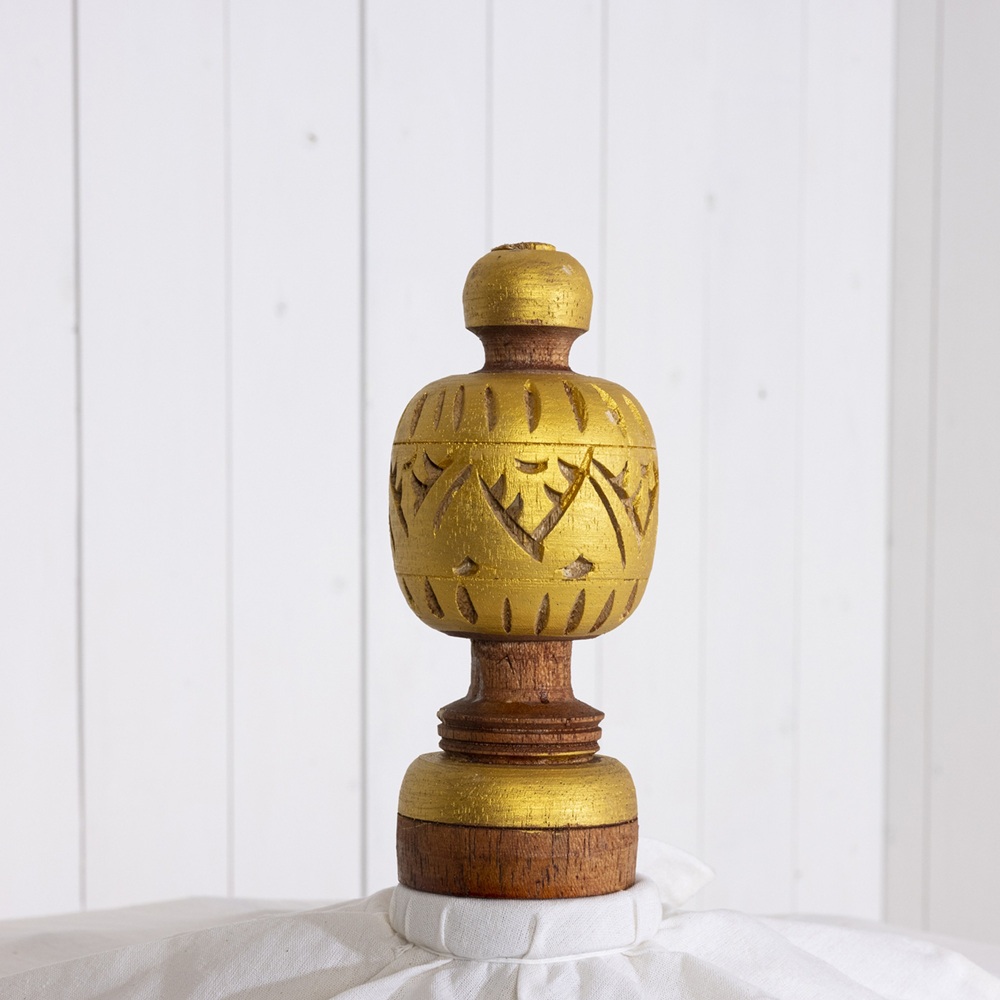 Παρασόλ Βαμβακερό Με Ξύλινο Σκελετό Μαόνι Εκρού Με Χρυσά Μεταλλικά Στολίδια Ø200x255εκ Kaemingk 891778 - 5