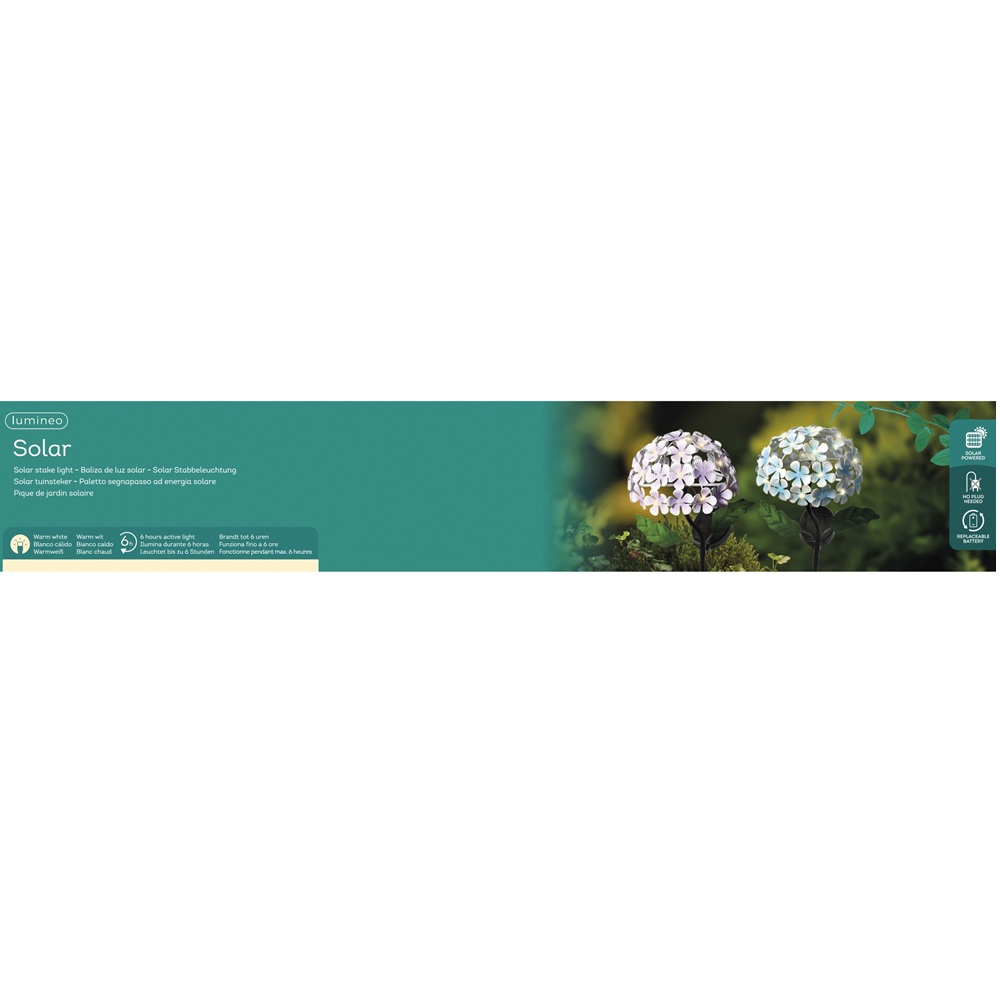 Ηλιακό Φωτιστικό Κήπου Πάσσαλος Λουλούδι LED Warm White 50cm Lumineo 892298-2 - 4