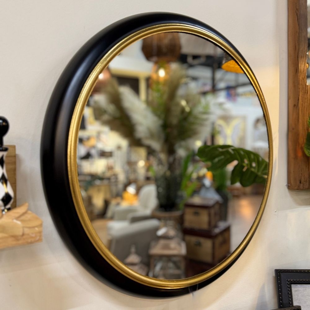 Καθρέπτης Τοίχου Μεταλλικός Μαύρος Στρογγυλός Ø62x8cm Ai Decoration 89206 - 2