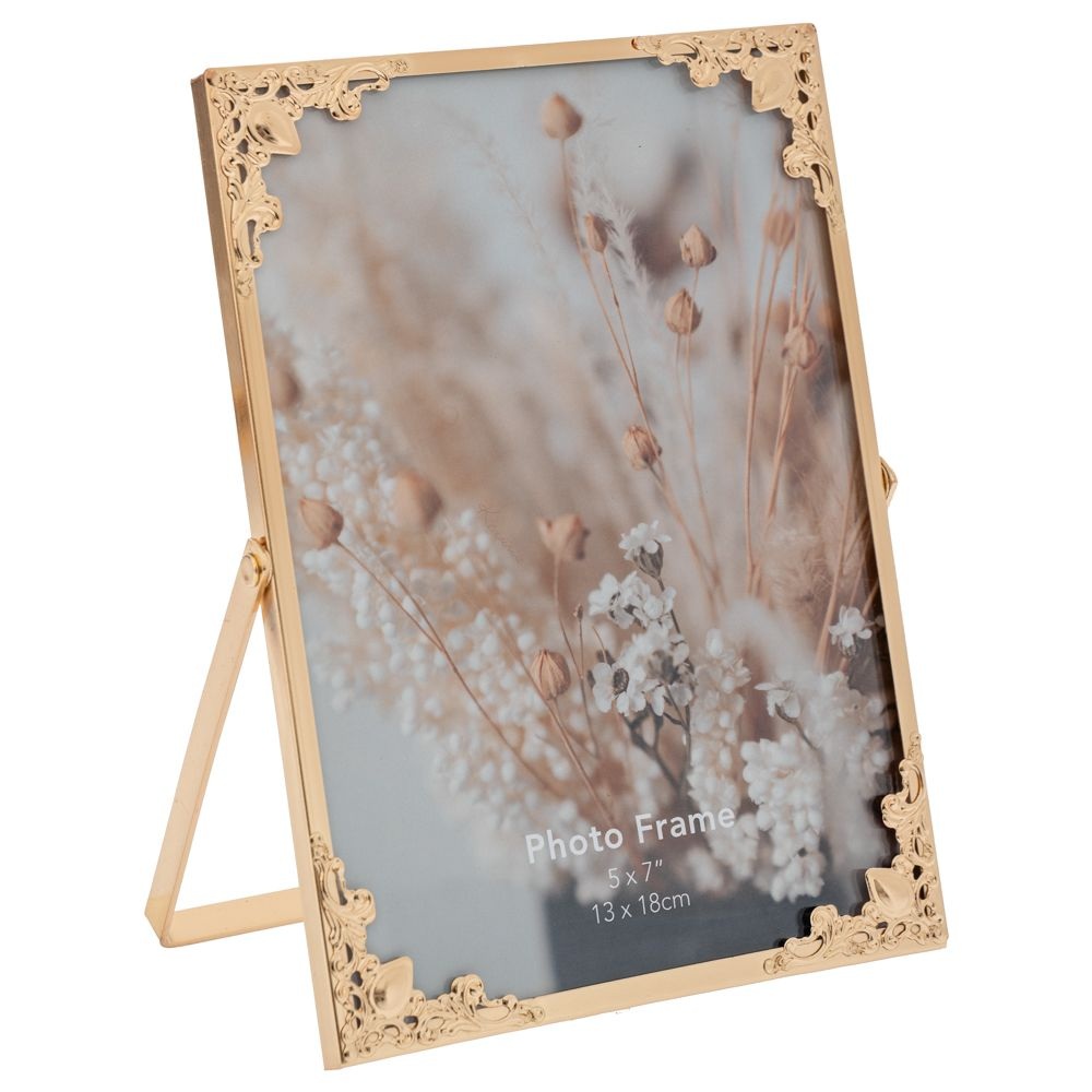 Κορνίζα Μεταλλική Χρυσή 13x18cm Με Ανάγλυφα Λουλούδια Ai Decoration 89373 - 