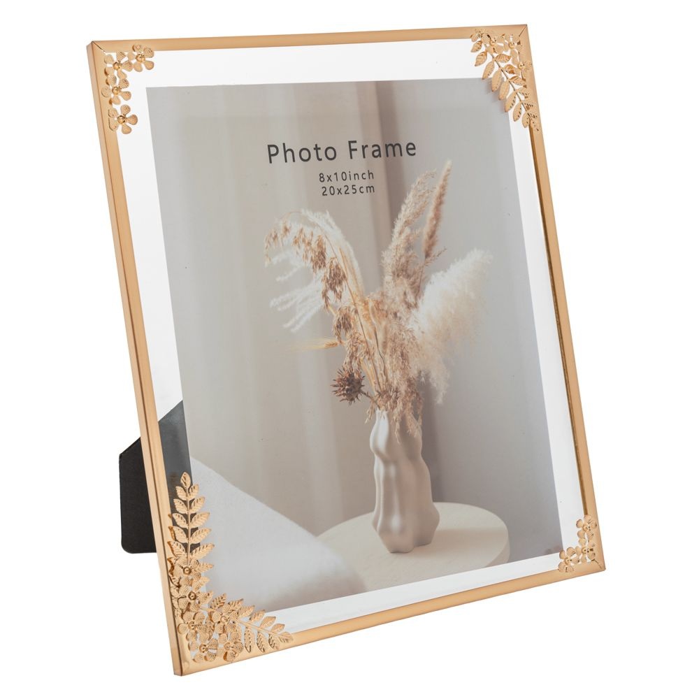 Κορνίζα Μεταλλική Χρυσή 20x25cm Με Ανάγλυφα Λουλούδια & Στρας Ai Decoration 89381 - 