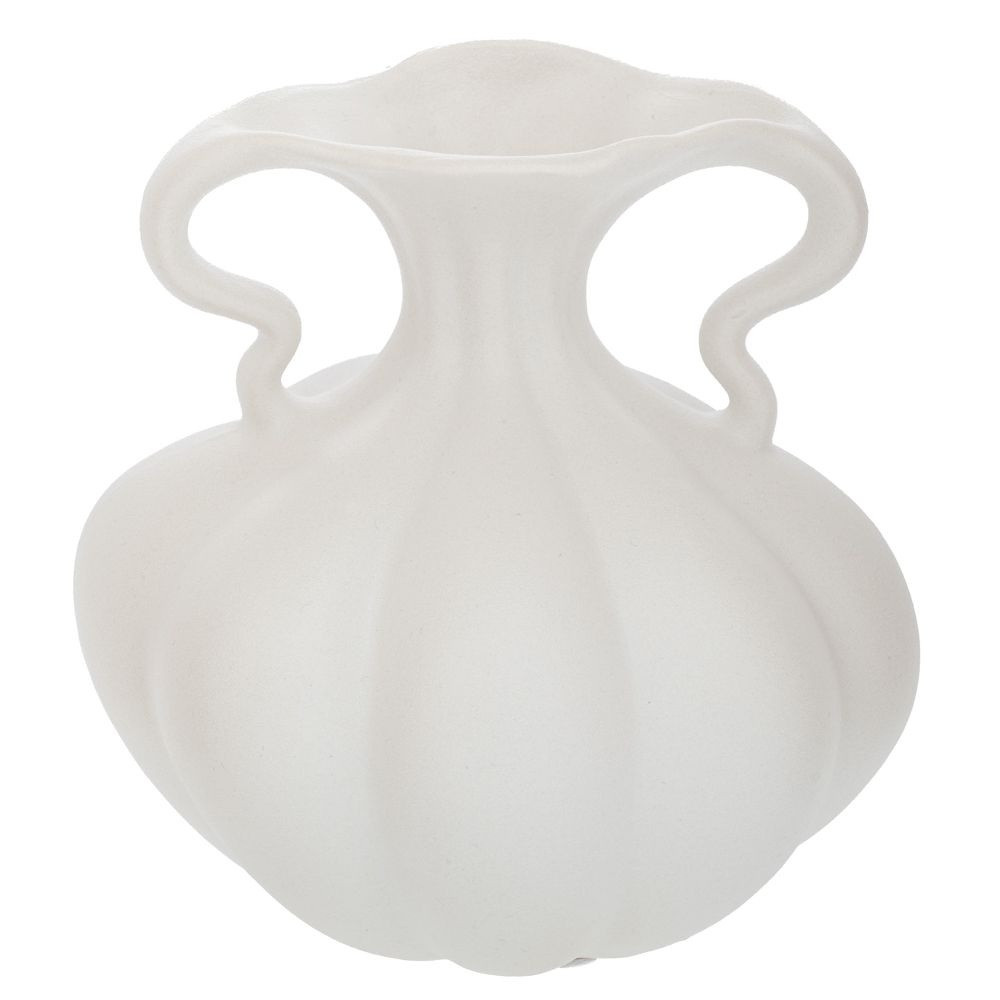 Βάζο Κεραμικό Λευκό Σε Σχήμα Κολοκύθας 17x15x17cm Ai Decoration 91529 - 