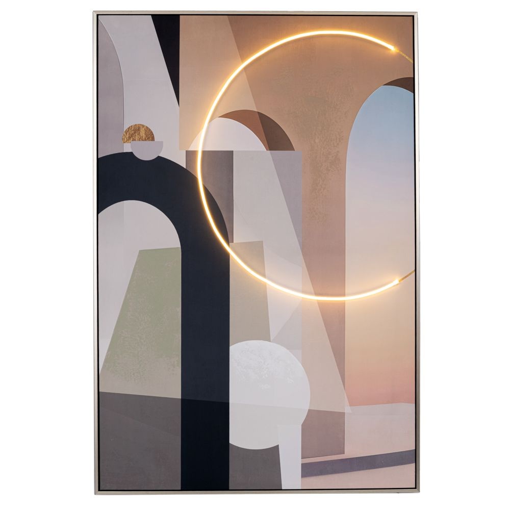 Πίνακας Καμβάς Τυπωμένος με LED Φωτισμό και Ασημί Κορνίζα Κύκλος 80x120εκ Ai Decoration 92721 - 