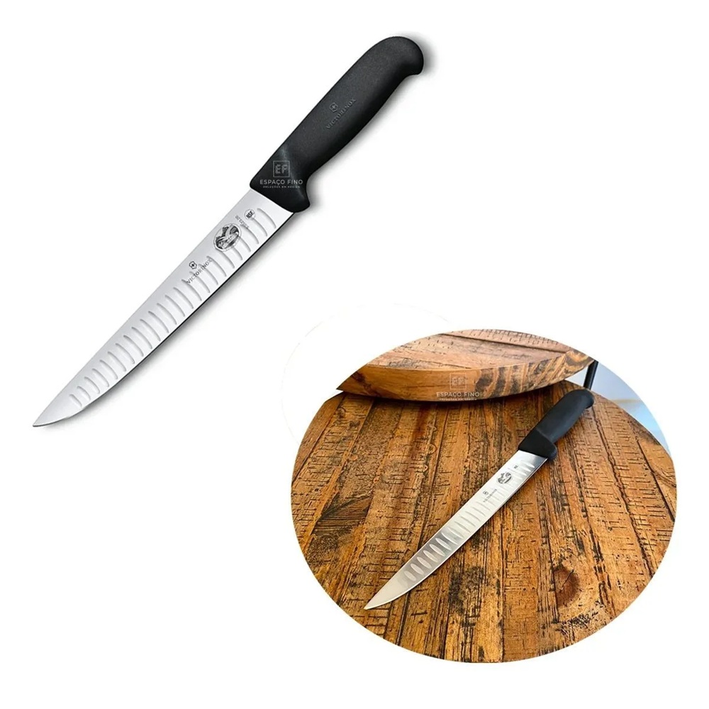 Μαχαίρι Κρέατος Τεμαχισμού Ανοξείδωτο με Αυλακώσεις 20cm Μαύρη Λαβή Fibrox Victorinox 5.5523.20 - 2