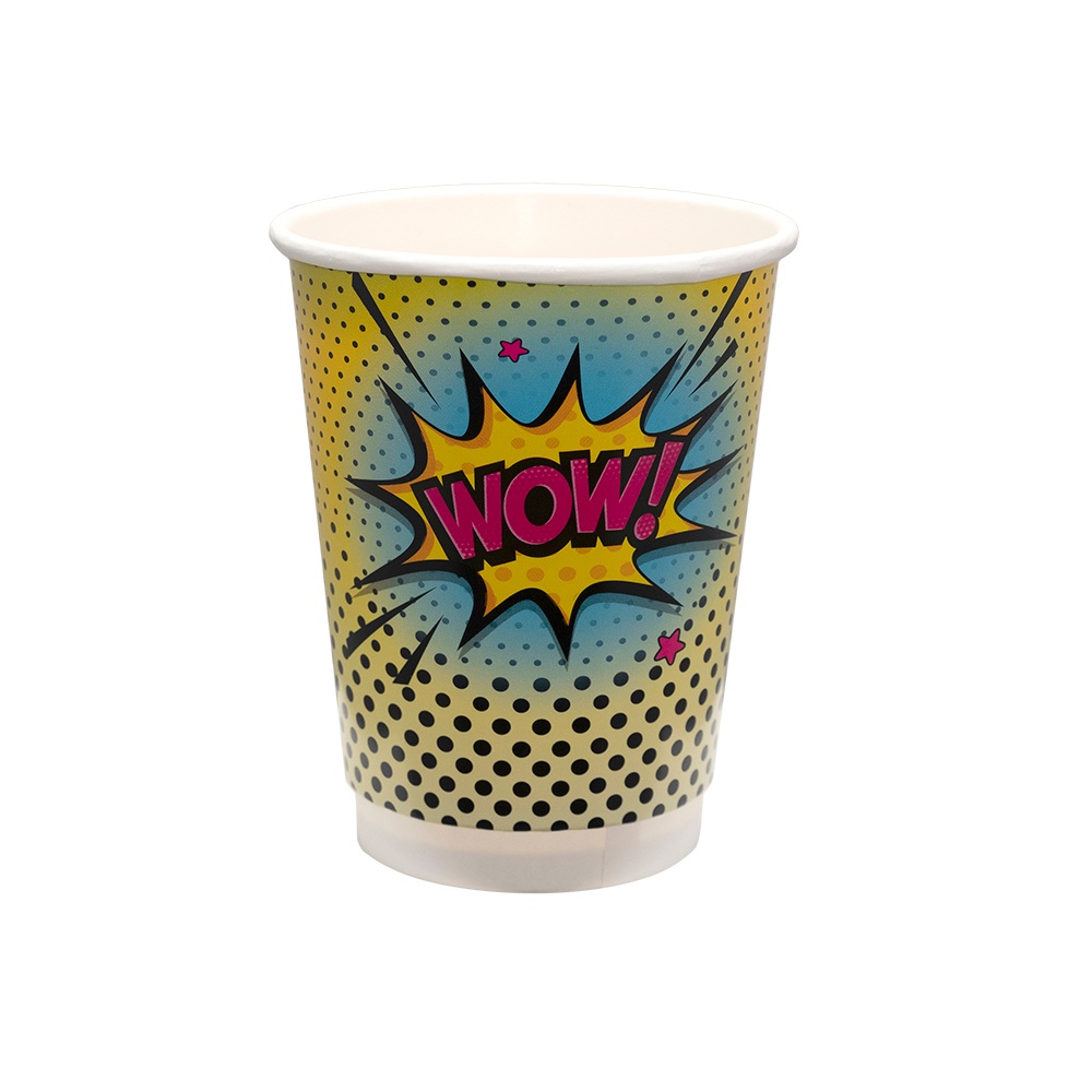Ποτήρι Χάρτινο Διπλού Τοιχώματος The Wow Cup 300ml 12oz Φ90mm DW-12 25τμχ Tefaco 114241 - 2
