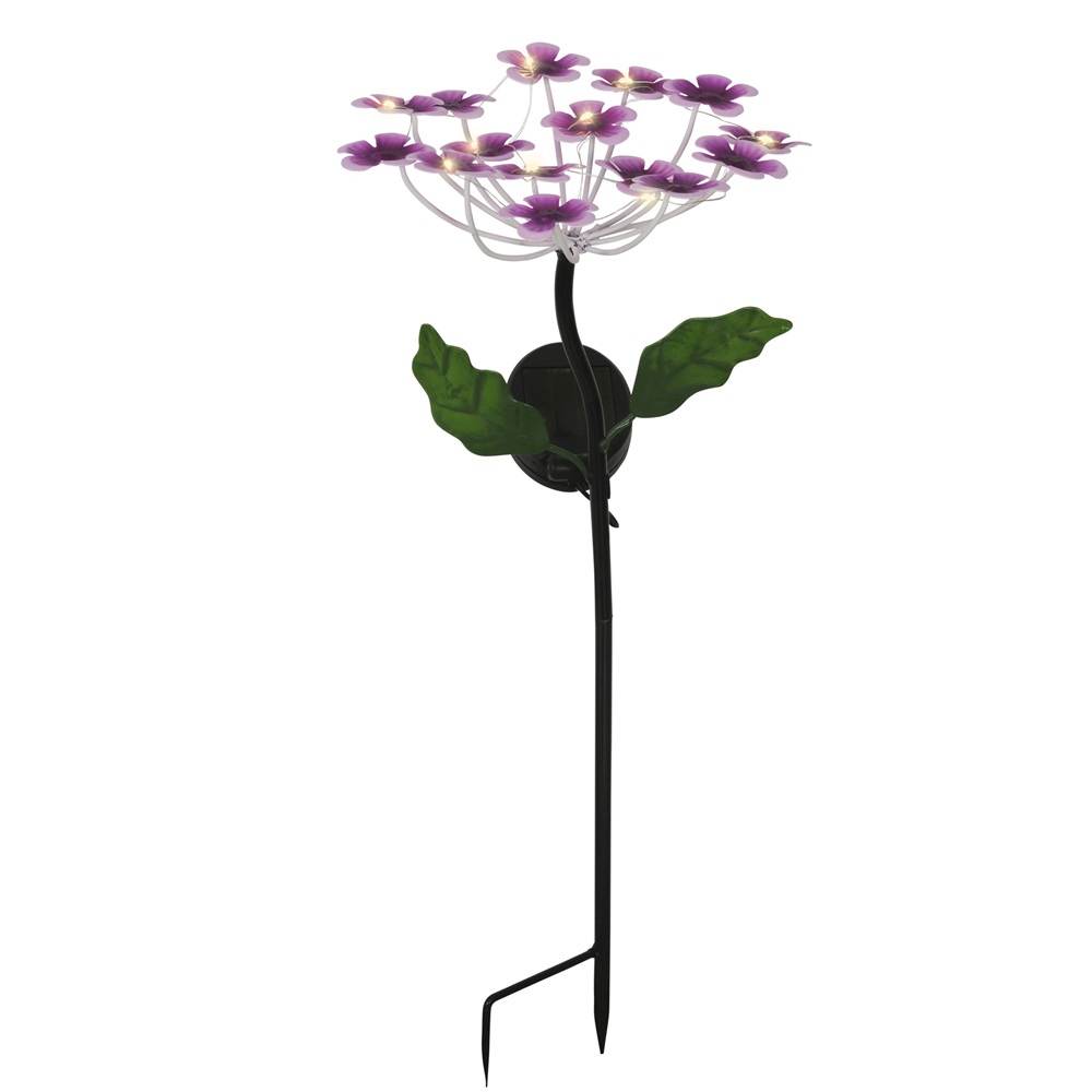 Ηλιακό Φωτιστικό Πασσάλου Λουλούδι Μεταλλικό & Πλαστικό Ροζ Warm White 18,5x18,5x50cm Lumineo 892301-2 - 