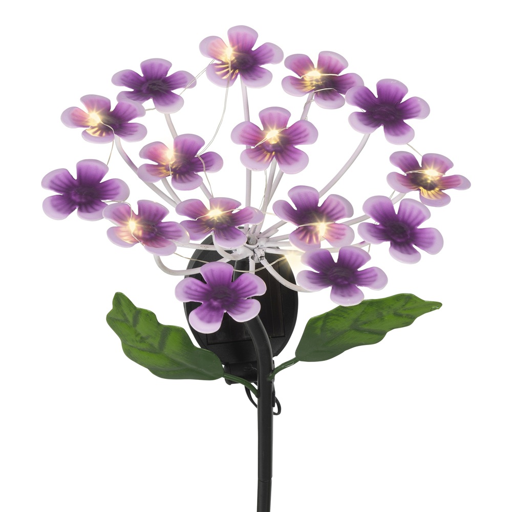 Ηλιακό Φωτιστικό Πασσάλου Λουλούδι Μεταλλικό & Πλαστικό Ροζ Warm White 18,5x18,5x50cm Lumineo 892301-2 - 2