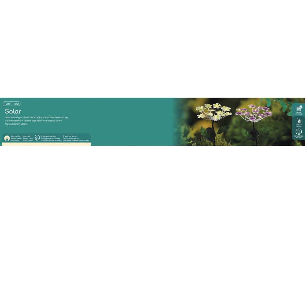 Ηλιακό Φωτιστικό Πασσάλου Λουλούδι Μεταλλικό & Πλαστικό Ροζ Warm White 18,5x18,5x50cm Lumineo 892301-2 - 3