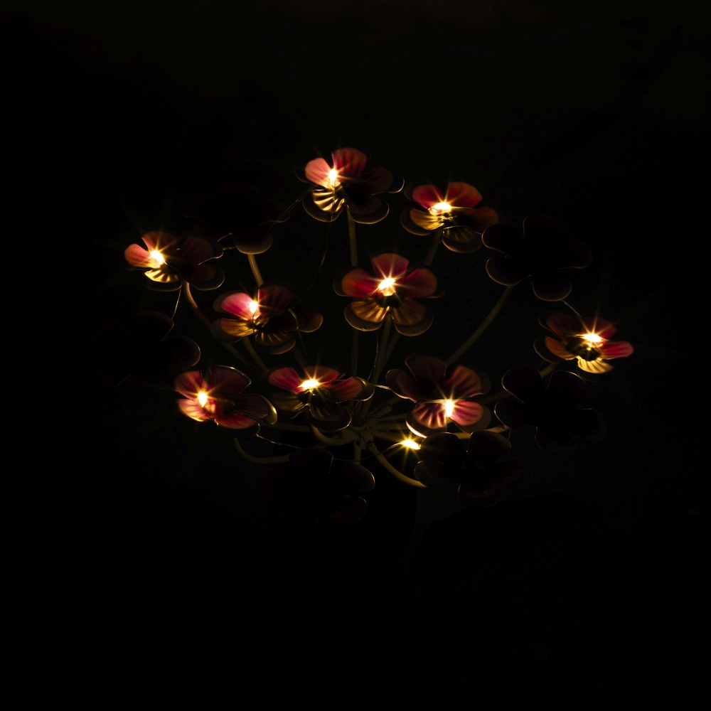 Ηλιακό Φωτιστικό Πασσάλου Λουλούδι Μεταλλικό & Πλαστικό Ροζ Warm White 18,5x18,5x50cm Lumineo 892301-2 - 4