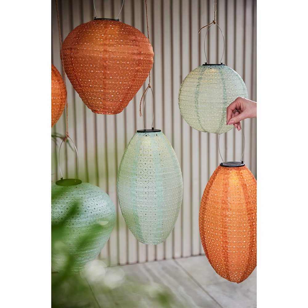 Ηλιακό Φανάρι Nylon Olive Με Warm White LED 23x38cm Lumineo 892389-1 - 4