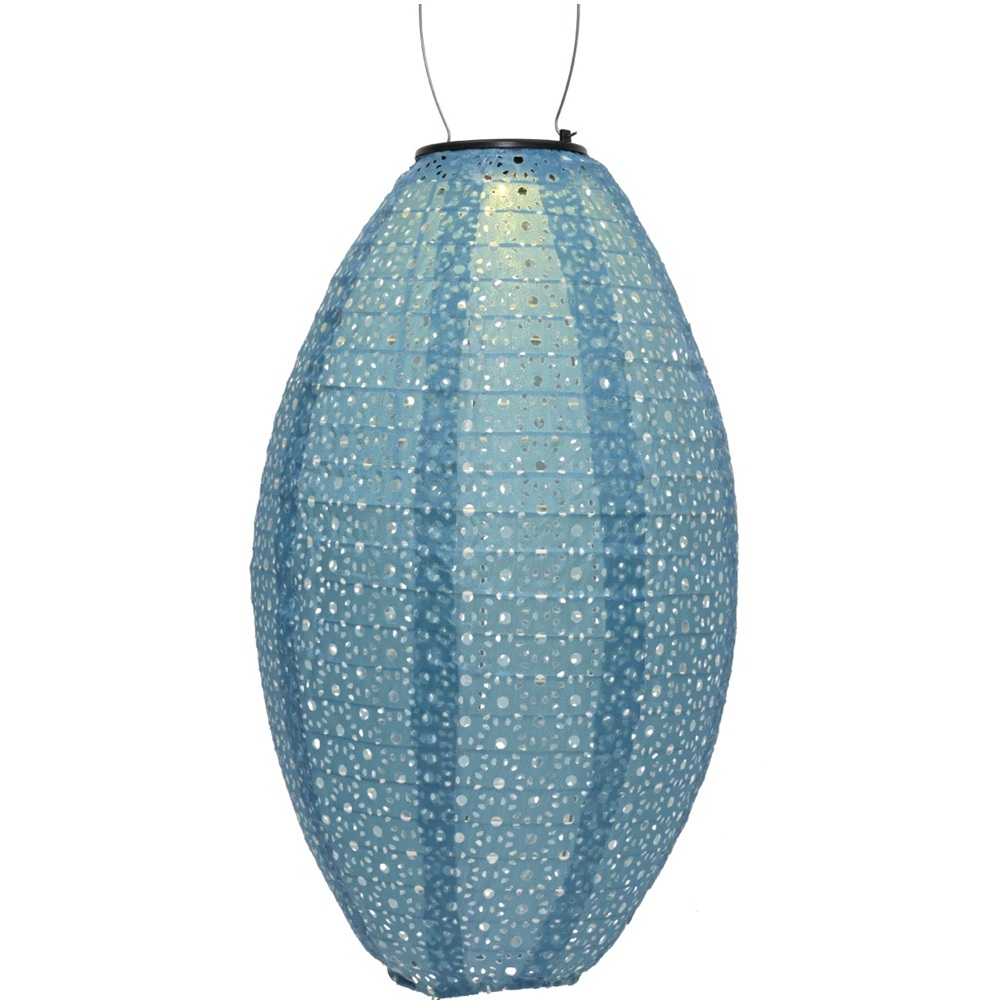 Ηλιακό Φανάρι Nylon Olive Μπλε Με Warm White LED 23x38cm Lumineo 892389-2 - 