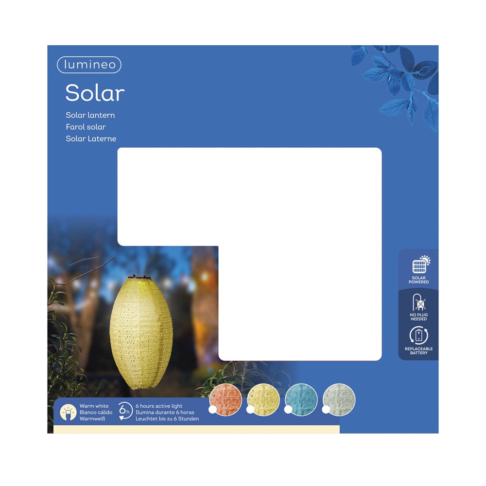 Ηλιακό Φανάρι Nylon Olive Μπλε Με Warm White LED 23x38cm Lumineo 892389-2 - 3