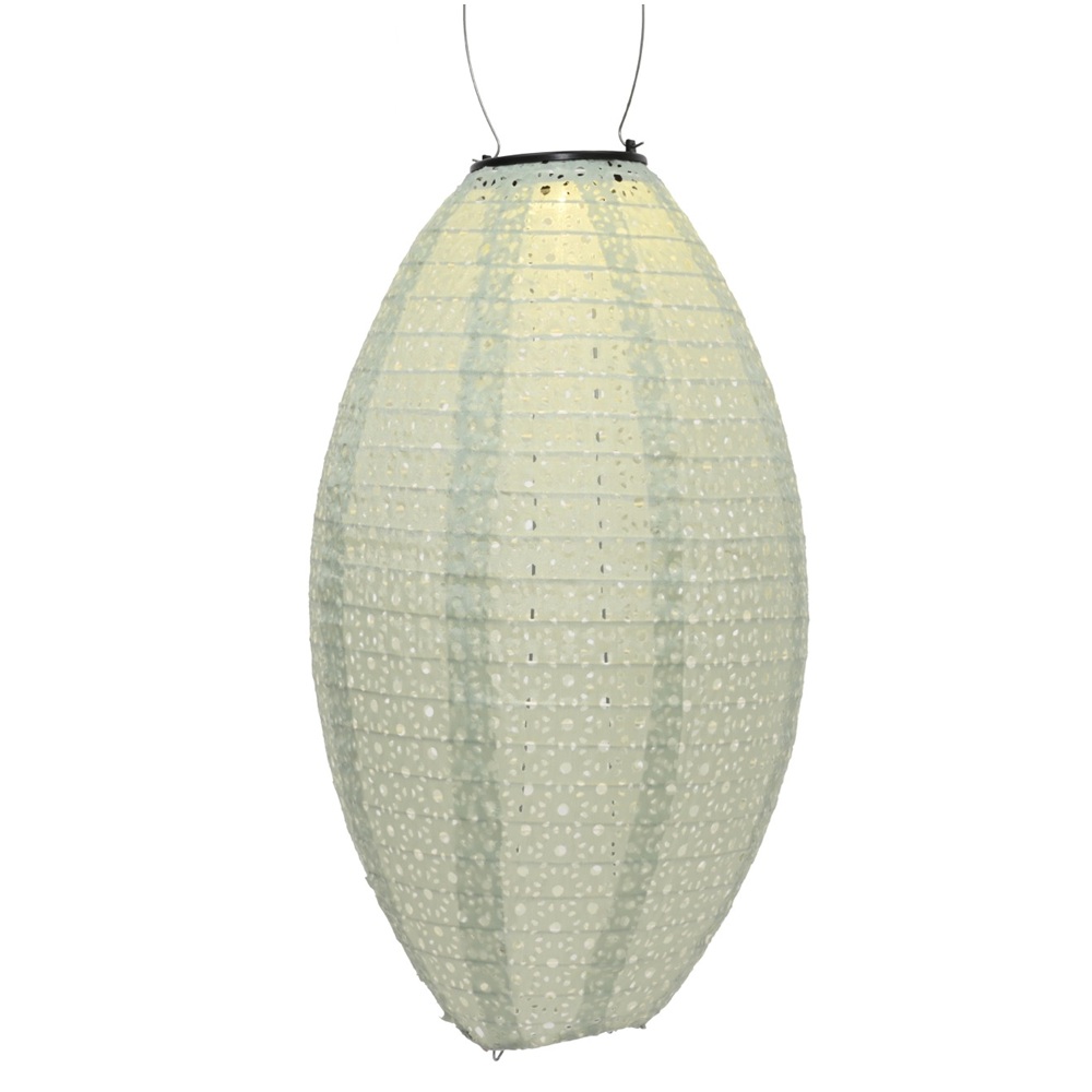 Ηλιακό Φανάρι Nylon Olive Πράσινο Με Warm White LED 23x38cm Lumineo 892389-3 - 