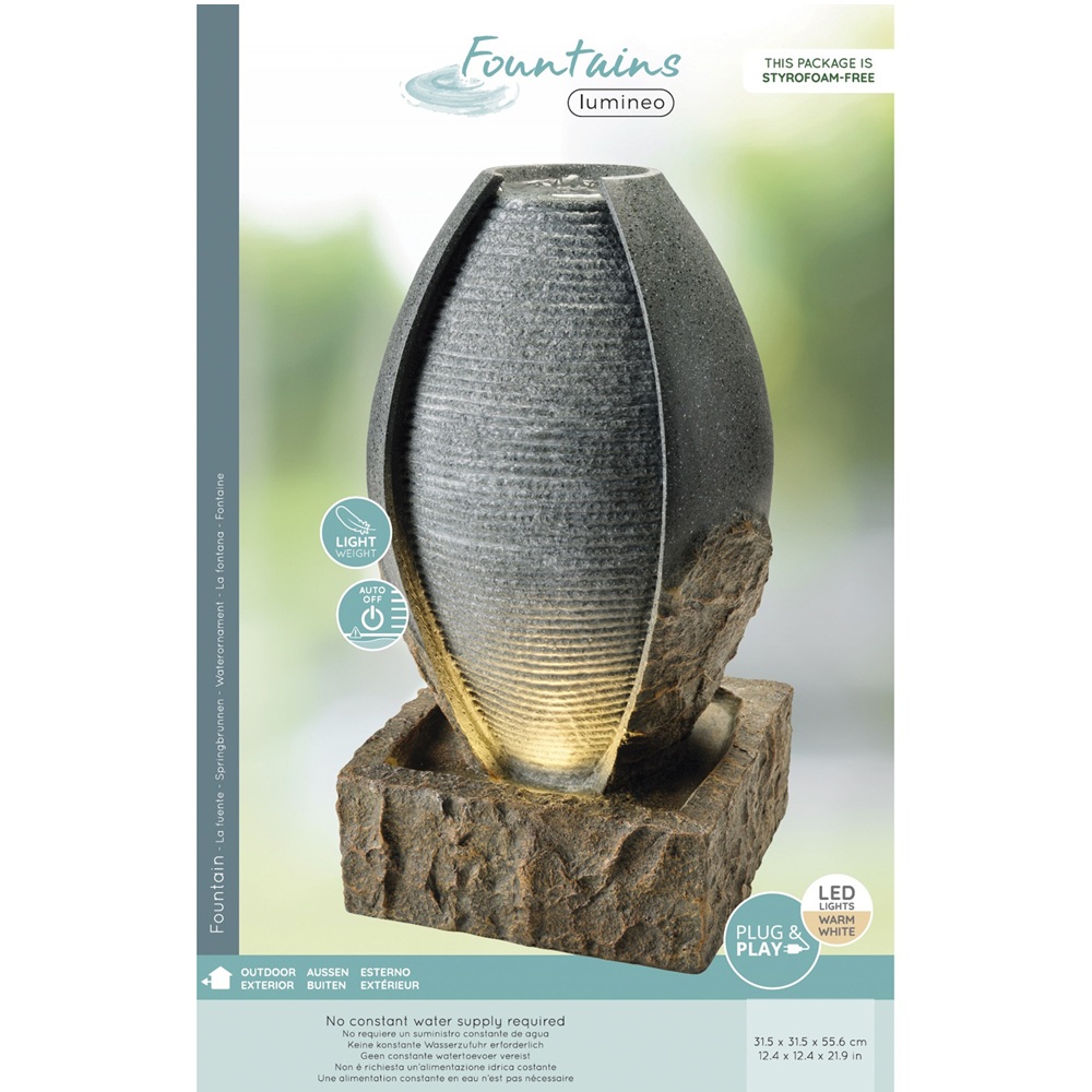 Σιντριβάνι Polyresin Στρογγυλό Εξωτερικού Χώρου Με LED Warm White 31,5x31,5x55,5cm Kaemingk 893099 - 2