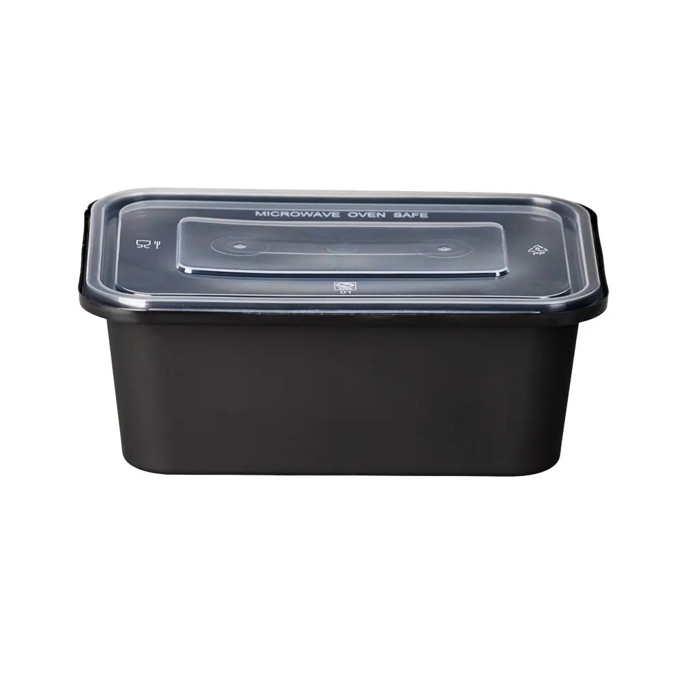 PP Σκεύη Φαγητού Παραλληλόγραμμα με Καπάκι Ασφαλείας Safelock 830ml Clasp To Go 40τμχ Intertan QMF28SF - 