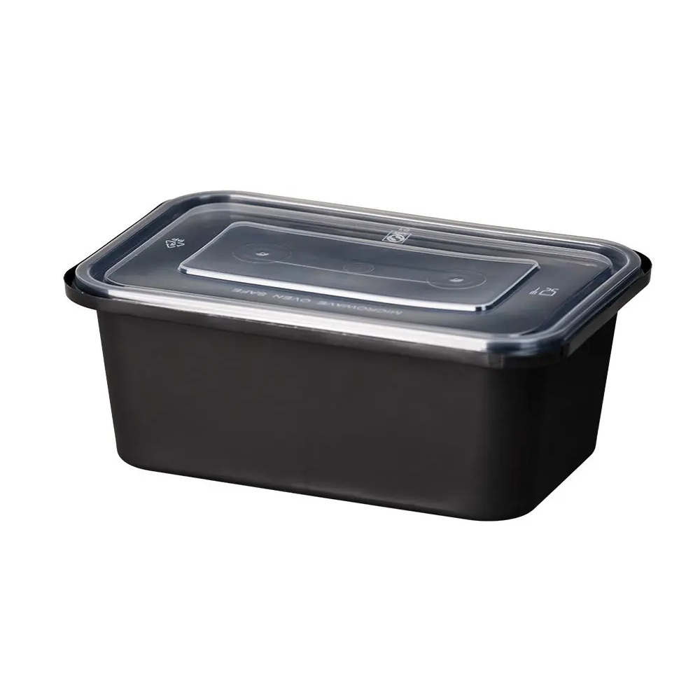 PP Σκεύη Φαγητού Παραλληλόγραμμα με Καπάκι Ασφαλείας Safelock 830ml Clasp To Go 40τμχ Intertan QMF28SF - 2