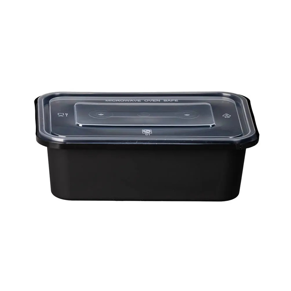 PP Σκεύη Φαγητού Παραλληλόγραμμα με Καπάκι Ασφαλείας Safelock 700ml Clasp To Go 40τμχ Intertan QMF24SF - 